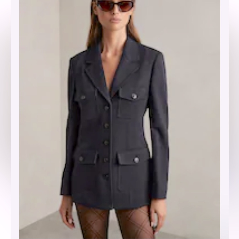 Lauren Ralph Lauren Wool Blend Black Bottom Up Mid Length Jacket Size 14